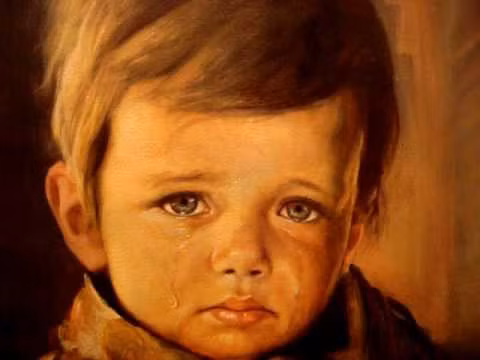 Loạt tranh “Cậu bé khóc” (The Crying Boys) của danh họa Bruno Amadio được nhiều người biết đến khi gắn liền với những cậu chuyện bất hạnh và rùng rợn. Thậm chí, người ta còn cho rằng, bức tranh bị "nguyền rủa".