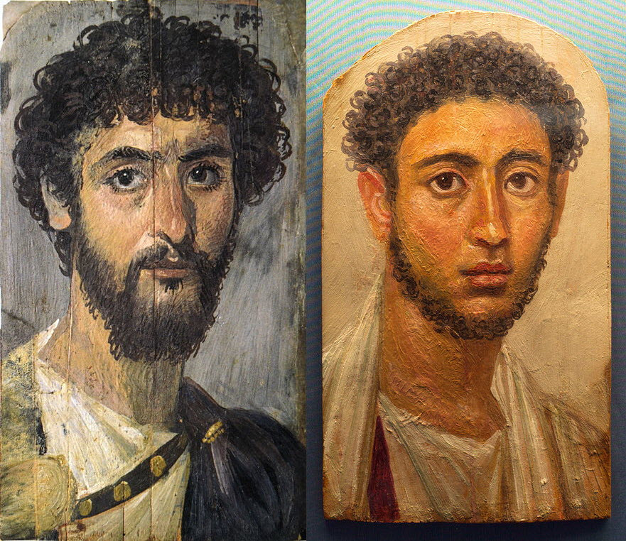 Điểm chung của các bức chân dung xác ướp Fayum là khắc họa hình ảnh người quá cố từ phần đầu cho tới ngực. Phần đầu sẽ nghiêng về phía người xem với đôi mắt mở to.