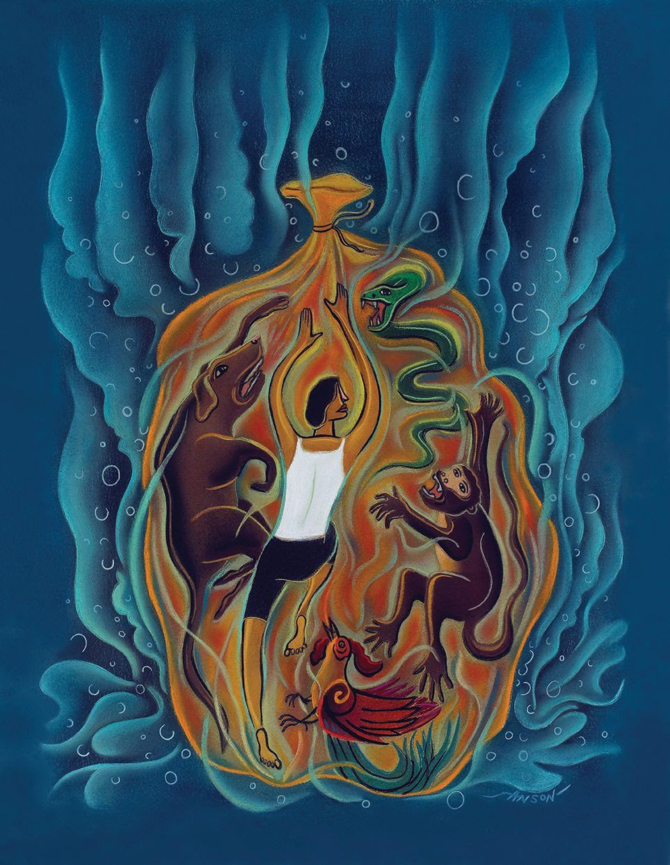 Khi chuẩn bị xong, người hành hình sẽ nhét tử tù vào bên trong bao tải trước khi buộc chặt rồi ném xuống khu vực nước sâu.