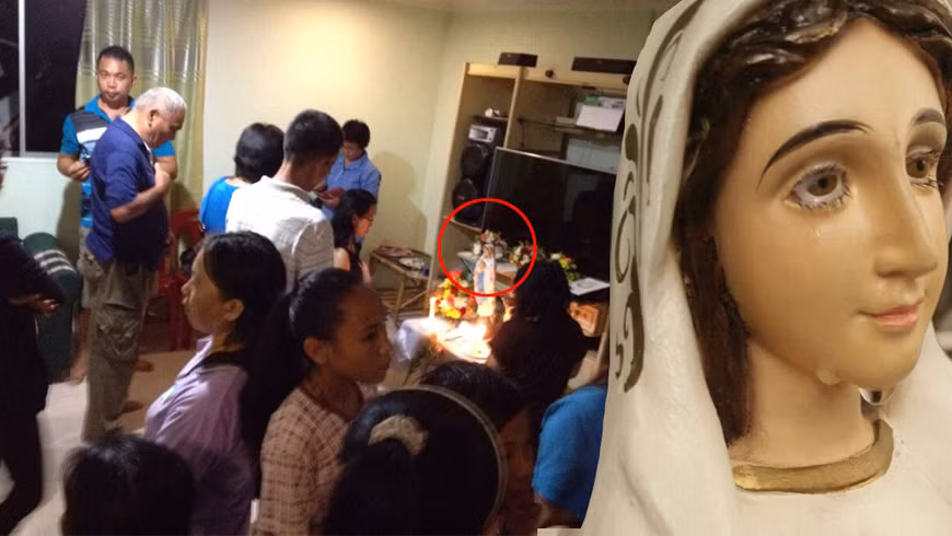 Bức tượng có khả năng "khóc" trên được chị dâu ông Michael mua bức trong chuyến tham quan Philippines từ năm 2014.