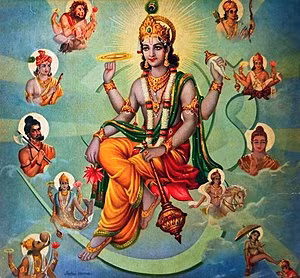 Vị thần này cùng với Shiva (Hủy diệt) và Brahma (Sáng tạo) hợp thành Trimurti (Tam thần Hindu giáo).