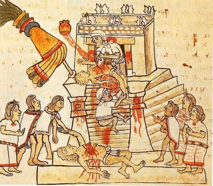 Địa điểm diễn ra các lễ hiến tế của người Aztec là các ngôi đền. Thầy tu sẽ thực hiện việc giết nạn nhân hiến tế một cách rùng rợn. Sau cùng, thi thể các nạn nhân được ném xuống dưới hầm của ngôi đền.