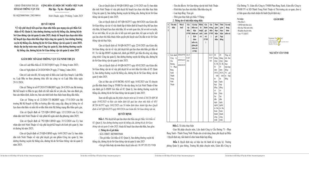 Ninh Thuan: Lien danh 3 nha thau trung goi quan ly, bao duong cau, duong