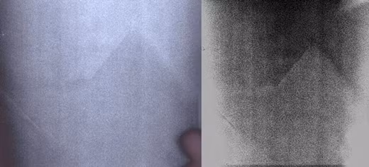 Bức ảnh ghi lại sự xuất hiện của kim tự tháp bí ẩn ngoài không gian này được chụp lại bởi phi thuyền Apollo 17 trong chuyến du hành cuối cùng lên mặt trăng của nó. Lúc đầu, bức ảnh hoàn toàn bình thường nhưng khi điều chỉnh độ tương phản, một kim tự tháp bí ẩn hiện ra.