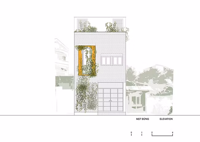 Ở khu vực ngoại thành, người ta thường xây nhà trên những khoảnh đất rộng, vuông vắn mà ít khi xây những ngôi nhà ở thế đất "khó" như thế này.