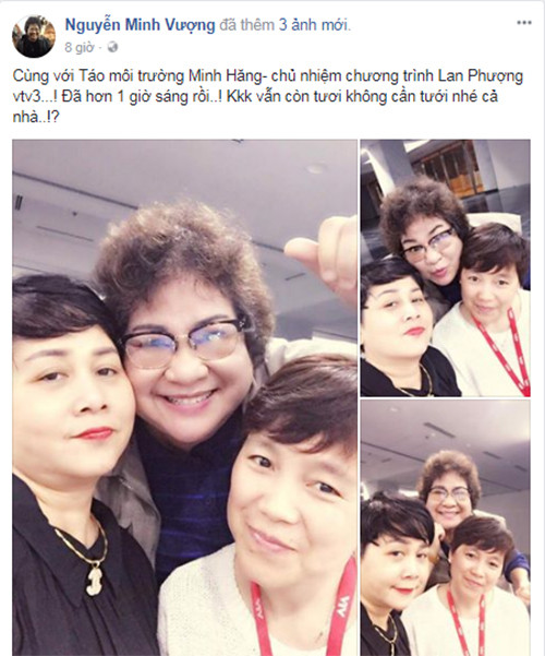 Mới đây, trên trang cá nhân, nghệ sĩ Minh Vượng bất ngờ viết: “Cùng với Táo môi trường Minh Hằng” khi cập nhật hình ảnh hậu trường Táo quân 2018.