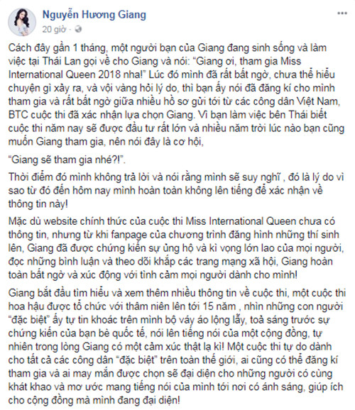 Chia sẻ của Hương Giang Idol.