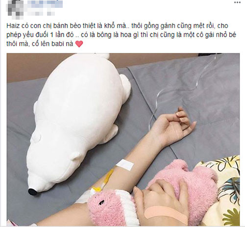 Bạn của Ngân Anh chia sẻ hình ảnh Ngân Anh nhập viện. Ảnh: FBNV