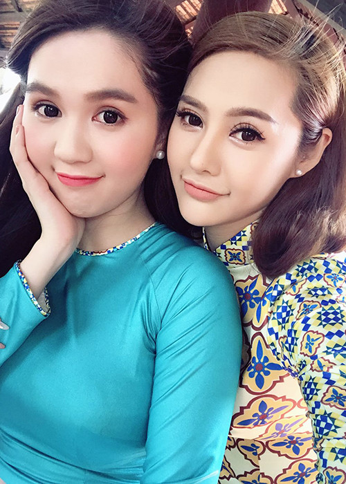 Sao Việt Ngọc Trinh - Linh Chi diện áo dài chụp ảnh Tết Nguyên Đán.