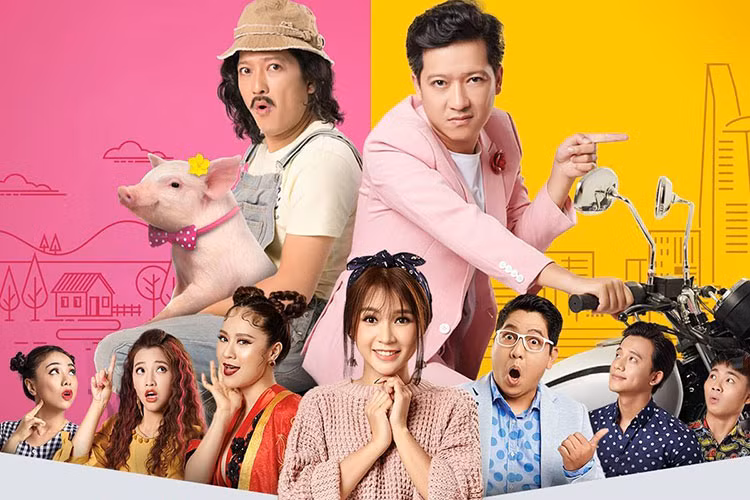 Trong "Siêu sao siêu ngố", Trường Giang đóng vai cặp song sinh Thế Sơn - Thế Tùng. Phim dự kiến khởi chiếu ngày 16/2. Ảnh: FB