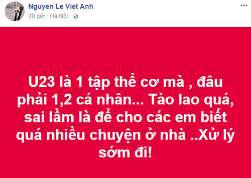 Việt Anh thể hiện thái độ bức xúc.