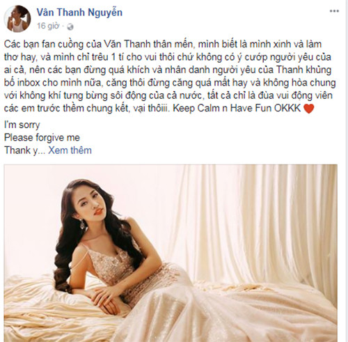 Vân Hugo phân trần về bài thơ.