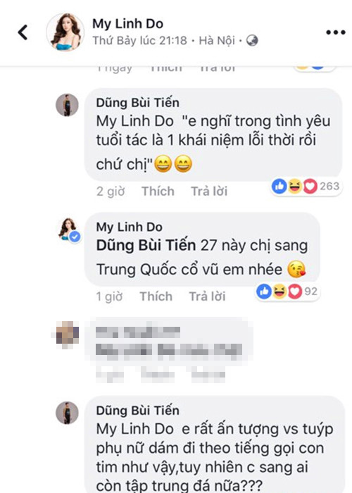 Về phía thủ môn của U23 Việt Nam, anh thả thính Đỗ Mỹ Linh trên mạng xã hội.