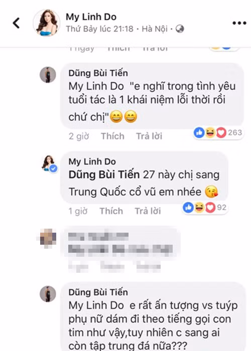 Về phía thủ môn của U23 Việt Nam, anh thả thính Đỗ Mỹ Linh trên mạng xã hội.