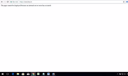 Trang web của Sở Giao dịch Chứng khoán TP.HCM trắng trơn (ảnh chụp màn hình, từ hơn 12h đến thời điểm này)