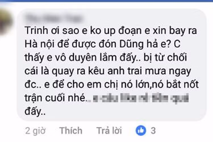 Tài khoản được cho là chị họ của Bùi Tiến Dũng bất ngờ tố Angela Phương Trinh thả thính không thành nên quay sang nhận Bùi Tiến Dũng là anh trai mưa.