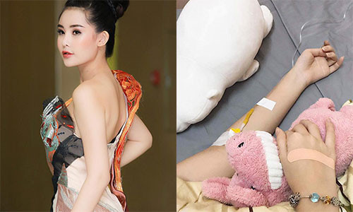 Hình ảnh Lê Âu Ngân Anh truyền nước. Ảnh: FBNV