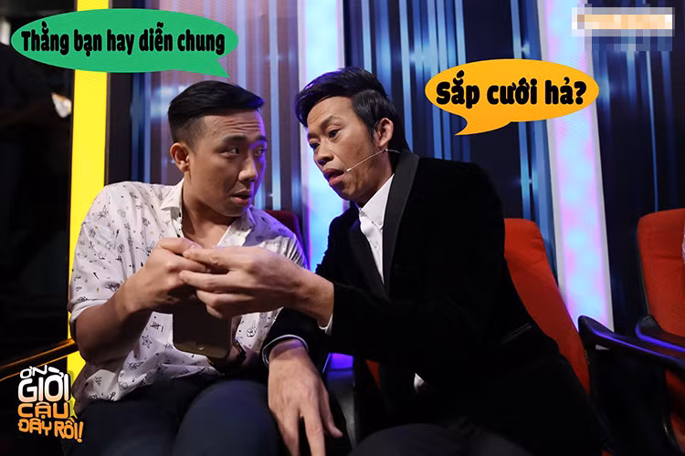 Khoảnh khắc của Trấn Thành và Hoài Linh bị chế ảnh hài hước.