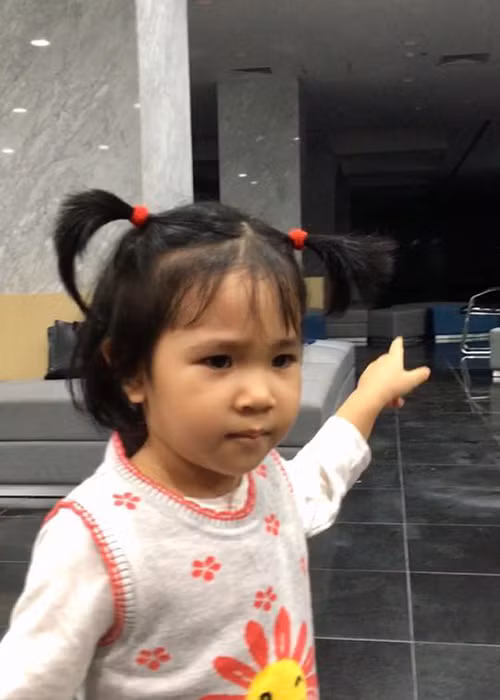 Bé Táo nhỏ chào đời vào tháng 10/2015. Cô nhóc được nhận xét có gương mặt giống bố.