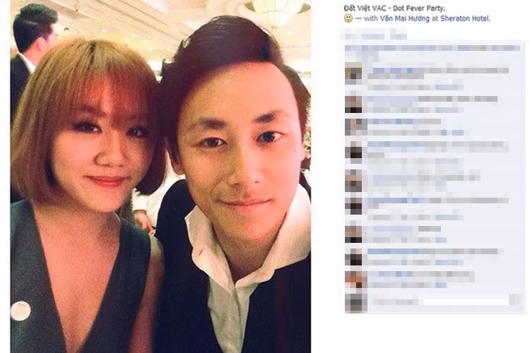 Tháng 7/2014, Văn Mai Hương dính nghi vấn yêu Rocker Nguyễn nhưng cả hai phủ nhận. Ảnh: FBNV