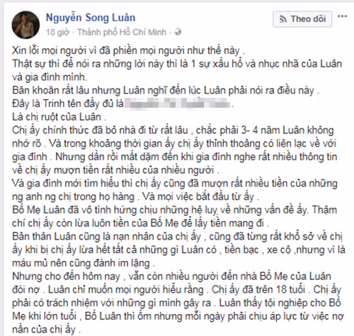 Chia sẻ của Song Luân.