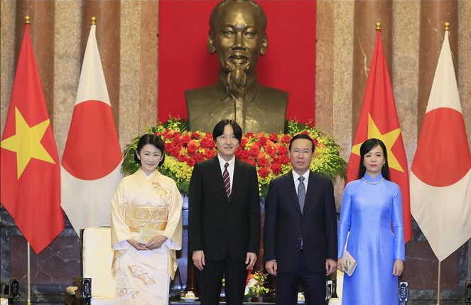 Chu tich nuoc Vo Van Thuong tiep Hoang Thai tu Nhat Ban va Cong nuong