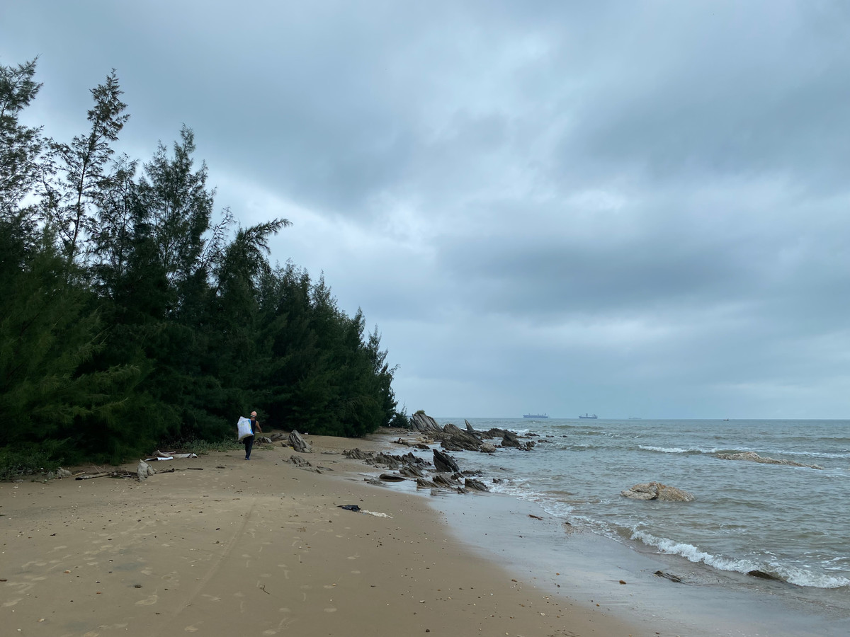 Sau mỗi lần thu lưới, những người thợ lưới này lại thay đổi vị trí để bắt được nhiều cá đối. 