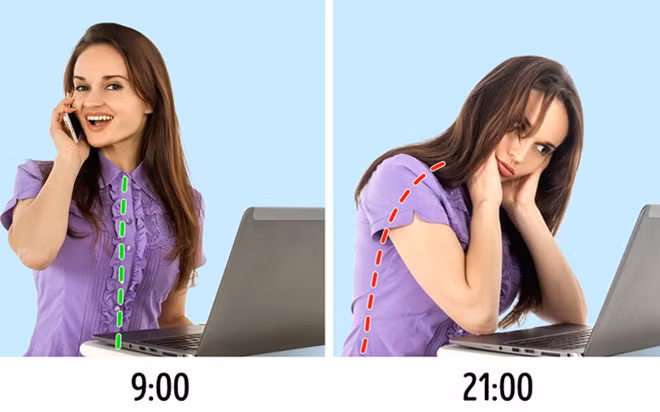 Không nghỉ ngơi đủ: Đây là điều rất quan trọng, đặc biệt sau ngày dài làm việc mệt mỏi. Vì vậy, bất cứ khi nào bạn cảm thấy hơi khó chịu ở lưng, cơ thể đang thực sự gửi báo động rằng bạn cần nghỉ ngơi. Tất nhiên là bạn không thể luôn để bản thân nghỉ ngơi vào những lúc như vậy. Do đó, hãy cố gắng nghỉ ngơi khi có thời gian, ngay cả khi sự khó chịu không còn. Để giảm áp lực thêm cho cơ bắp, bạn hãy nằm xuống và nâng chân cao lên.