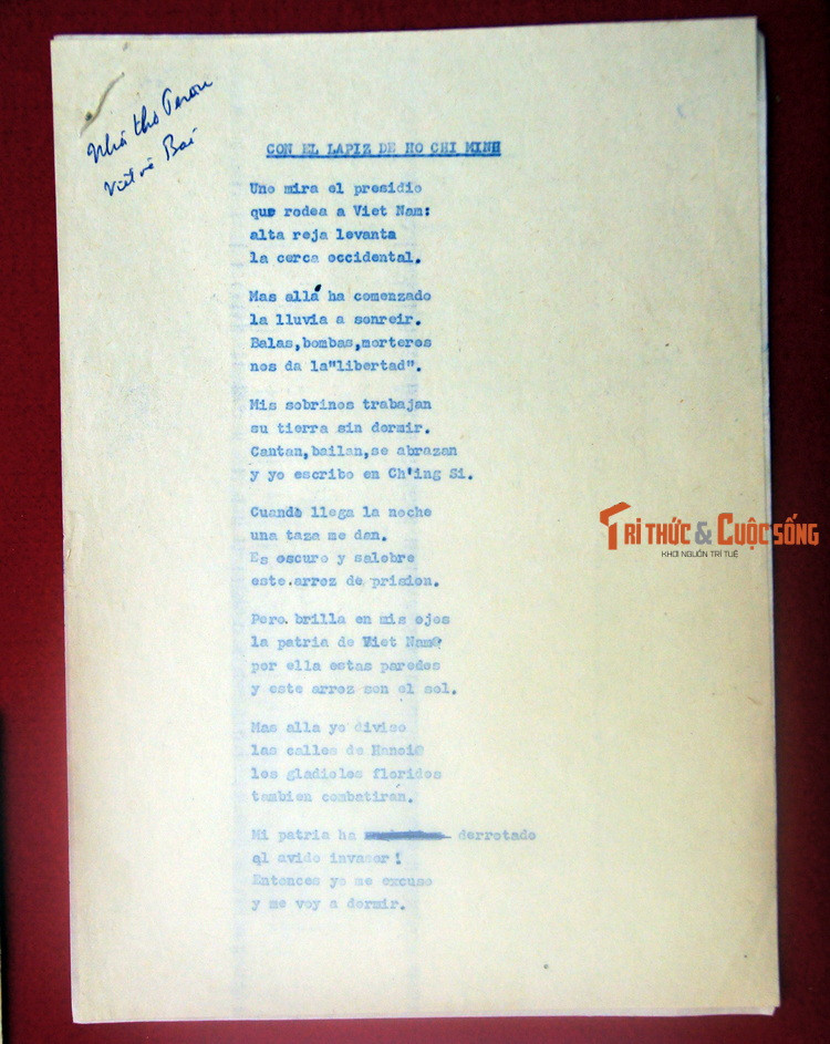 Bài thơ về Chủ tịch Hồ Chí Minh, một nhà thơ Peru sáng tác và gửi tặng Người.