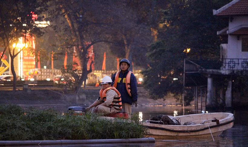 Việc giăng lưới bảo vệ đàn thiên nga ở hồ Thiền Quang (Hà Nội) cũng đồng thời giúp quản lý thiên nga thuận tiện hơn.