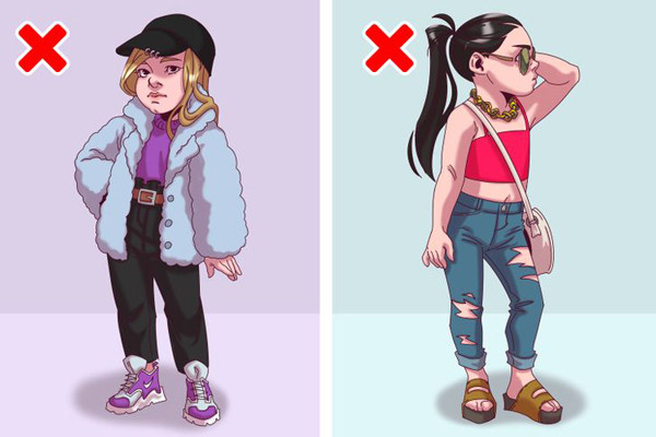 Quần áo kiểu dáng người lớn. Ngoài việc khiến quan điểm thẩm mỹ trẻ lệch lạc, quần áo bó sát hay quần áo quá rộng của người lớn đều khiến trẻ khó vận động, không thể chạy nhảy theo sở thích.
