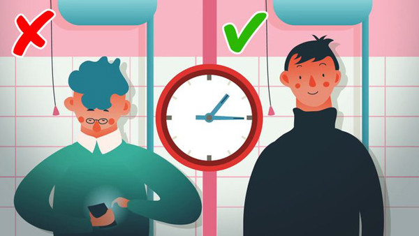 Rút ngắn thời gian sử dụng toilet. Cửa đóng kín khiến người dùng có không gian riêng, khiến họ dễ ngồi lâu hơn. Việc sắp xếp khoảng hở dưới chân khiến người dùng nghe được tạp âm bên ngoài, tiếng bước chân ra vào từ đó cảm nhận sự gấp gáp bên ngoài mà nhanh chóng rời đi.