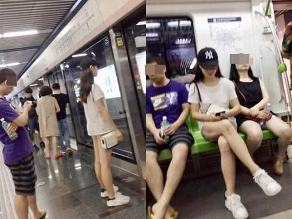 Một cô gái có cách ăn mặc không giống ai được chia sẻ cũng khiến dân tình “nhức mắt”. Được biết, sự việc xảy ra tại một ga tàu điện ngầm. Nữ chính đội mũ lưỡi trai, đeo túi xách, mặc áo phông và đi giày thể thao màu trắng.