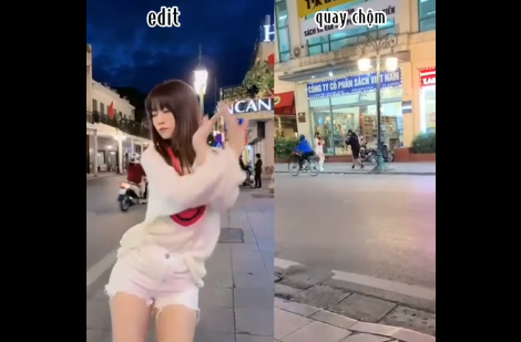 Trong clip, Lê Bống diện một cây đồ màu trắng, với điểm nhấn là chiếc quần ngắn cũn cỡn, trông rất trẻ trung, năng động. Hot girl TikTok thực hiện một điệu nhảy trên vỉa hè thu hút sự chú ý của người qua đường. Có người hiếu kỳ còn quay lại được toàn bộ hậu trường Lê Bống nhảy nhót.