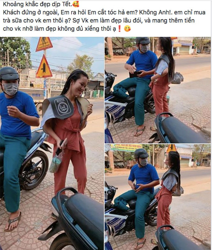 Câu chuyện vợ đi làm tóc được chồng mua trà sữa và tiếp tế thêm tiền đã gây bão MXH.