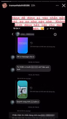 Trước đó, Trâm Anh không ít lần gặp phải các trường hợp tương tự như nhận về tin nhắn khiếm nhã hay bị gạ tình.