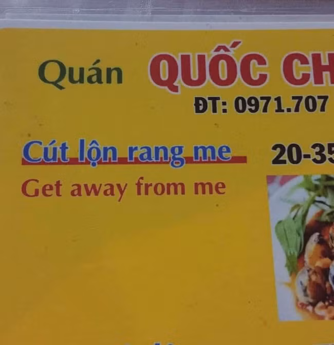 Món "Get away from me" đúng là thách thức mọi khả năng ngôn ngữ của bạn.