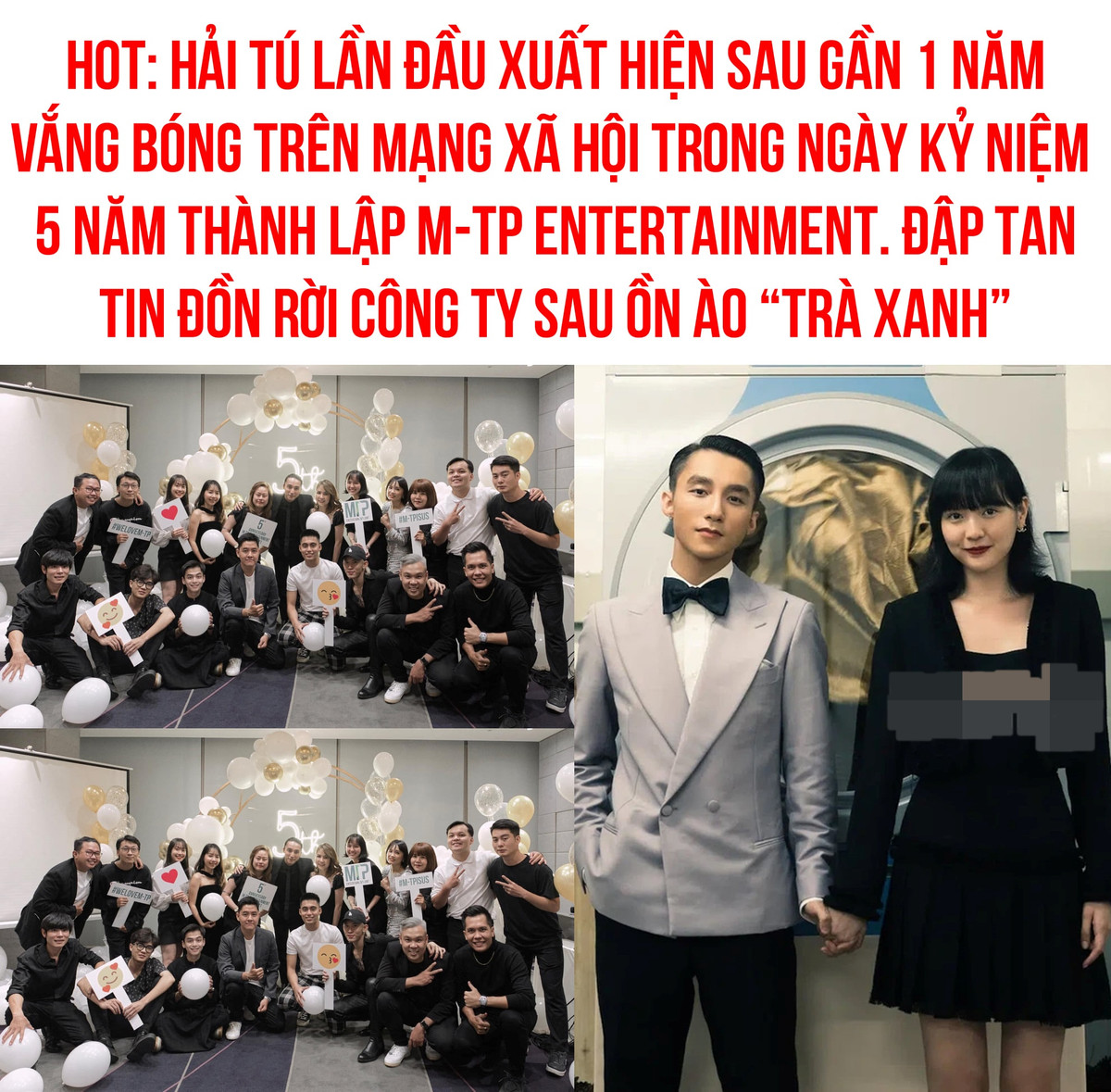 Đây là lần đầu tiên Lê Quang Hải Tú lộ diện sau gần một năm kể từ ồn ào đó, hình ảnh này được chính "sếp" và Kay Trần đăng tải nhân dịp sinh nhật công ty.