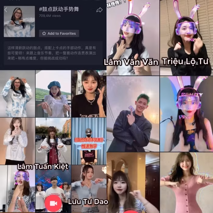 Vũ điệu nổi tiếng nhất của cô nàng là màn biểu diễn trên nền nhạc Đưa Tay Đây Nào remix. Chỉ 27 giây ngắn ngủi, cô đã khiến cả hàng loạt sao Hoa Ngữ nổi tiếng đều thực hiện theo.