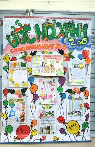 Không chỉ là hoạt động thi đua, báo tường đẹp còn thể hiện sự sáng tạo và tình cảm của học sinh dành cho các thầy cô. Ảnh: Tổng hợp