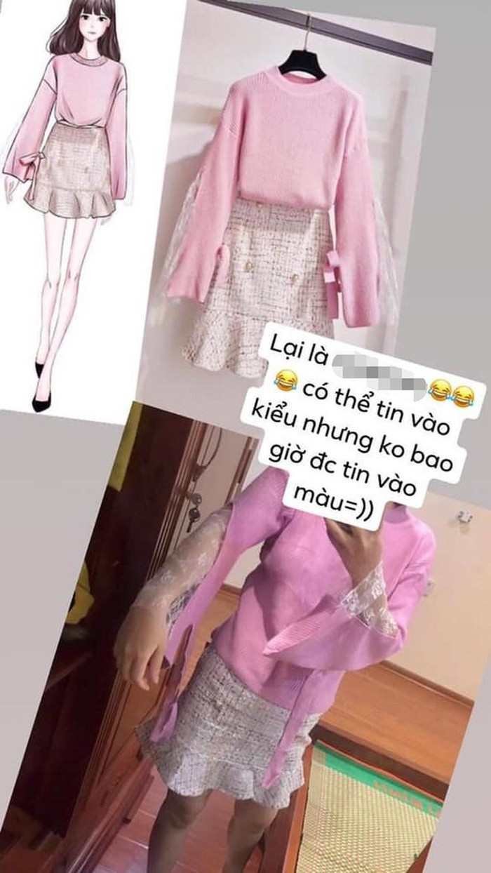 Bộ váy màu hồng cánh sen này khi nhận về không thể thảm họa hơn.