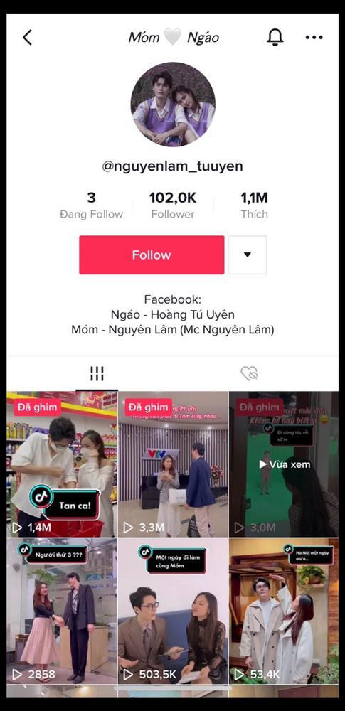 Trang TikTok cá nhân của cặp đôi MC VTV này chuyên được dùng để đăng tải những khoảnh khắc yêu đương, dỗi hờn, nhớ nhung khi yêu.