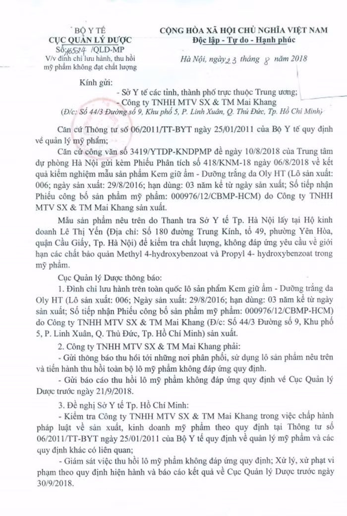 Chi tiết 3 loại sữa rửa mặt, kem giữ ẩm vừa bị thu hồi - Hình 2 Chi tiet 3 loai sua rua mat, kem giu am vua bi thu hoi-Hinh-2