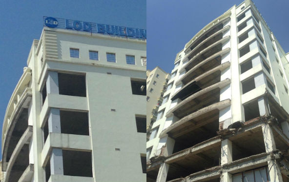 Toà nhà ở khu đất vàng bỏ hoang.