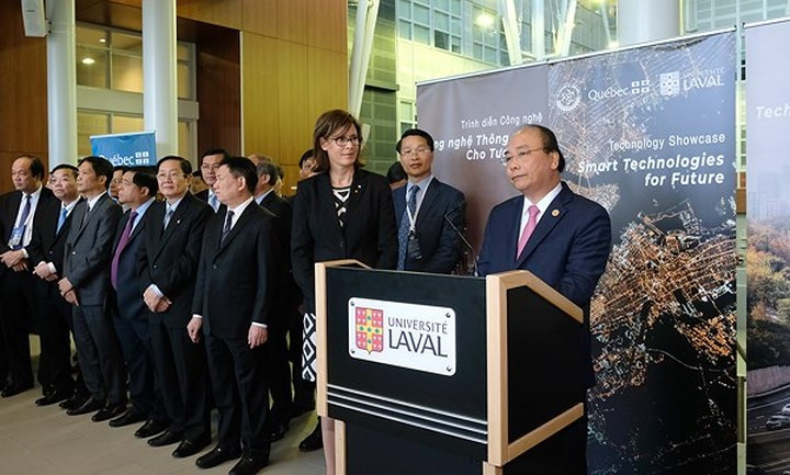 Phát biểu tại đây, Thủ tướng bày tỏ hân hạnh được tới thăm Đại học Laval danh tiếng; đánh giá cao và bày tỏ ấn tượng với các thành tựu nghiên cứu, đổi mới sáng tạo và chương trình đào tạo đa ngành của Đại học Laval cũng như của Canada.