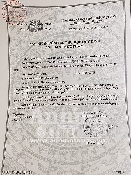 Xác nhận công bố được đại diện công ty này đưa ra.