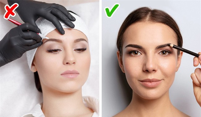  5. Thêu lông mày Thêu lông mày sẽ có thể không ra được màu sắc thật như bạn mong muốn. Và bên cạnh đó, bạn sẽ có thể phải thêu lại vài lần cho tới khi ra được sản phẩm ưng ý. Bên cạnh đó, rất có thể bạn vẫn sẽ phải tốn thời gian để tô và vẽ lại lông mày vào buổi sáng. Vậy nên, tốt nhất hãy chăm sóc lông mày với các loại dầu tự nhiên để lông mày dày hơn, đồng thời trang bị kẻ lông mày chuyên dụng. Chỉ cần vài phút đồng hồ, bạn đã sở hữu hàng lông mày như ý rồi đấy. 