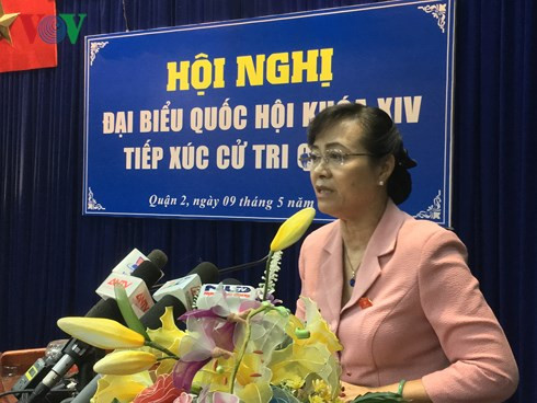 Bà Nguyễn Thị Quyết Tâm, Chủ tịch HĐND TPHCM phát biểu tại hội nghị.