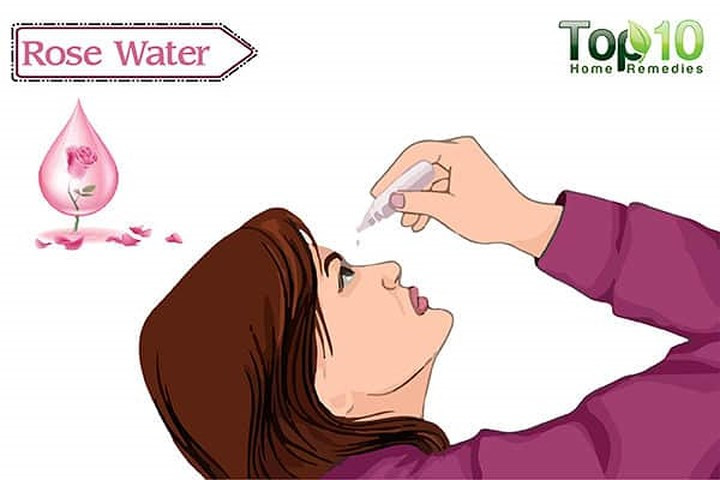  4. Nước hoa hồng: Nước hoa hồng có tác dụng làm dịu và thư giãn đôi mắt của bạn. Các đặc tính chống viêm của nó làm giảm viêm và kích ứng trong mắt, do đó làm giảm đỏ mắt. Một nghiên cứu năm 2010 cho rằng khi được sử dụng trong các loại thuốc nhỏ mắt để điều trị viêm kết mạc, các đặc tính sát trùng và giảm đau của nước hoa hồng giúp ích giảm đỏ mắt. Tuy nhiên, nên sử dụng nước hoa hồng tinh khiết và chất lượng tốt. 
