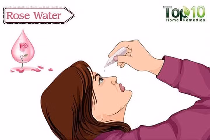  4. Nước hoa hồng: Nước hoa hồng có tác dụng làm dịu và thư giãn đôi mắt của bạn. Các đặc tính chống viêm của nó làm giảm viêm và kích ứng trong mắt, do đó làm giảm đỏ mắt. Một nghiên cứu năm 2010 cho rằng khi được sử dụng trong các loại thuốc nhỏ mắt để điều trị viêm kết mạc, các đặc tính sát trùng và giảm đau của nước hoa hồng giúp ích giảm đỏ mắt. Tuy nhiên, nên sử dụng nước hoa hồng tinh khiết và chất lượng tốt. 
